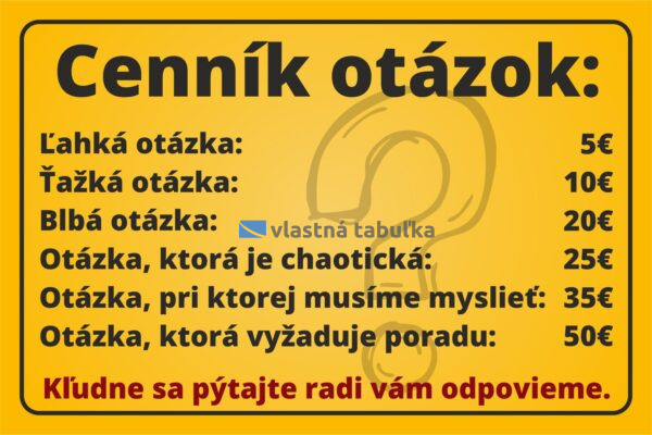 #VT031 Cenník otázok